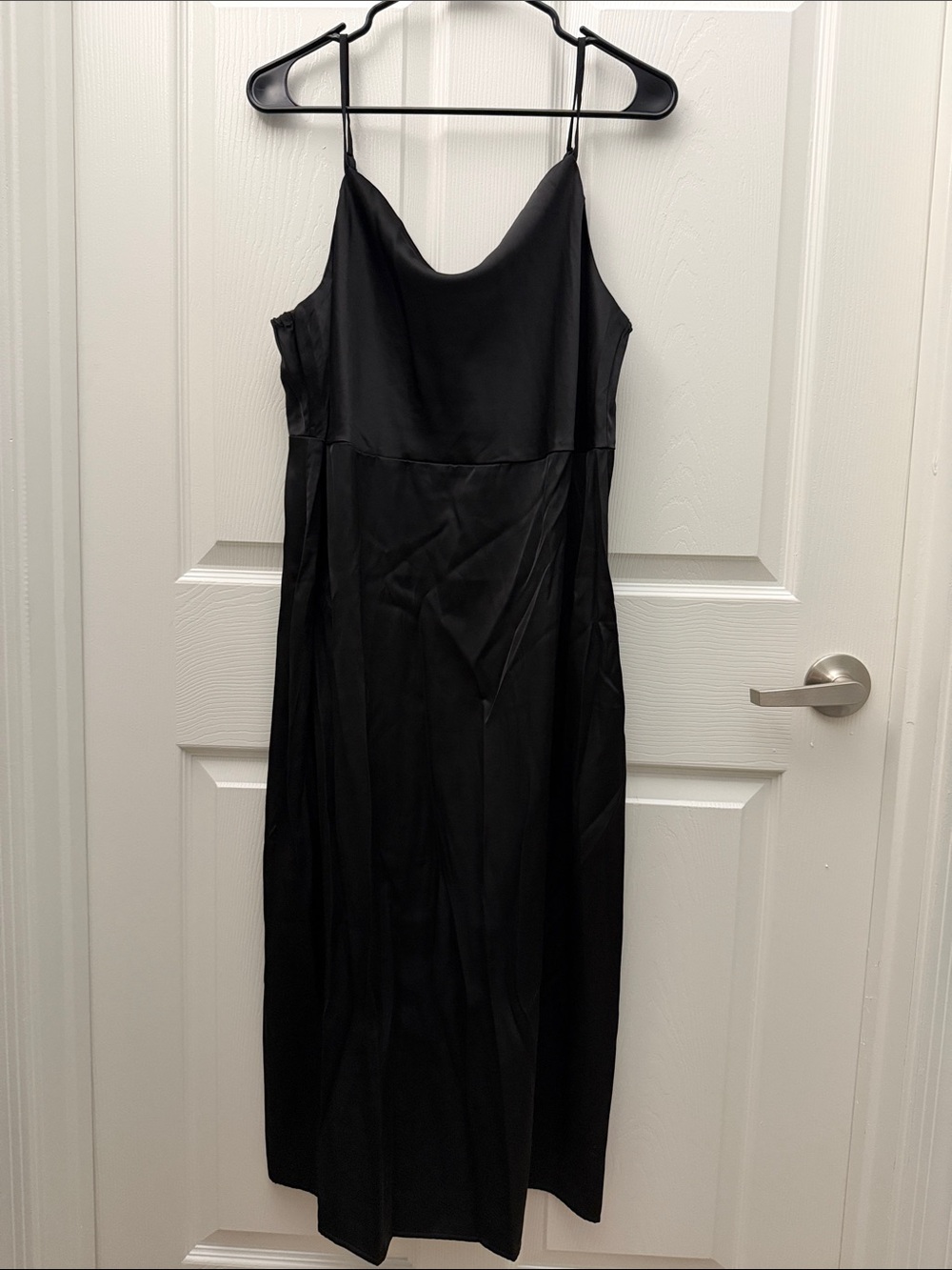 Old Navy Black Satin Slip Midi Dress